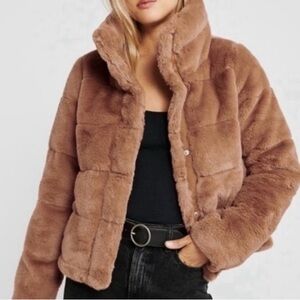 Abercrombie & Fitch Brown Faux Fur Jacket